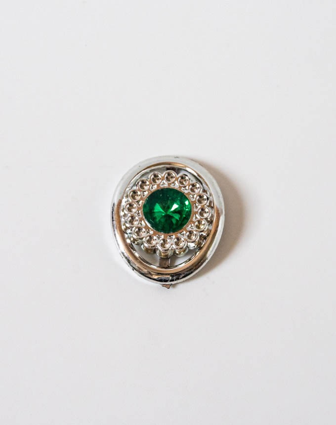 נעץ יהלום - כסף+ירוק