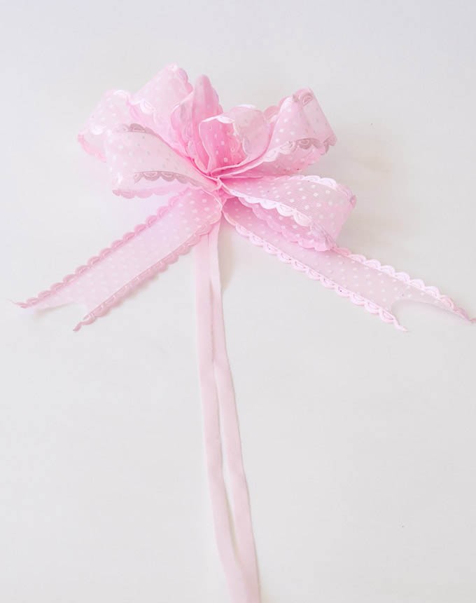 פפיון משיכה אורגנזה נקודות - ורוד בייבי