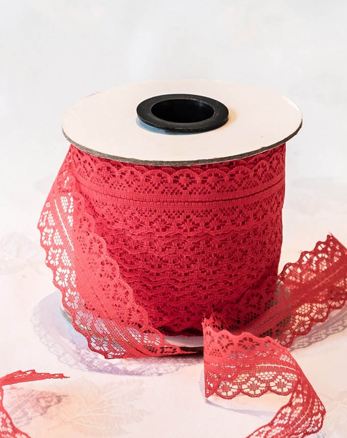 תחרה 25 מ"מ - אדום