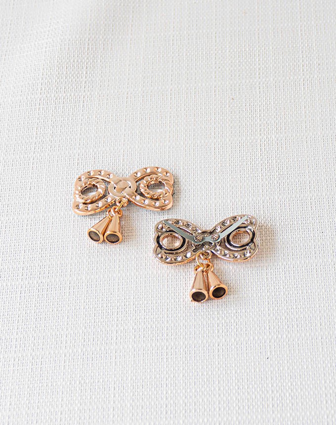 נעץ פפיון + פעמונים - זהב ורוד