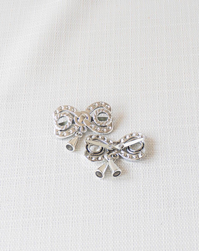 נעץ פפיון + פעמונים - כסף