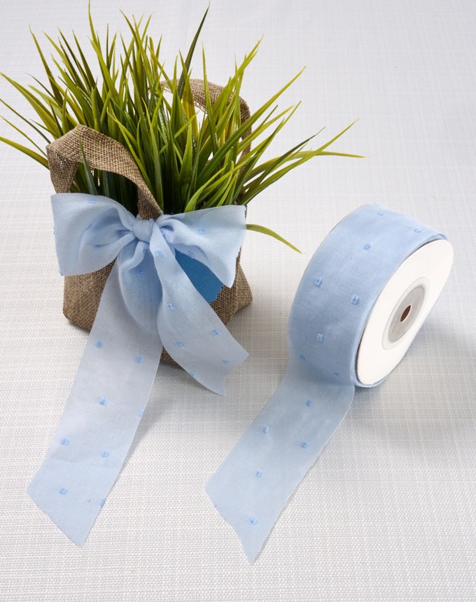 סרט כותנה שויצרית נקודות - תכלת