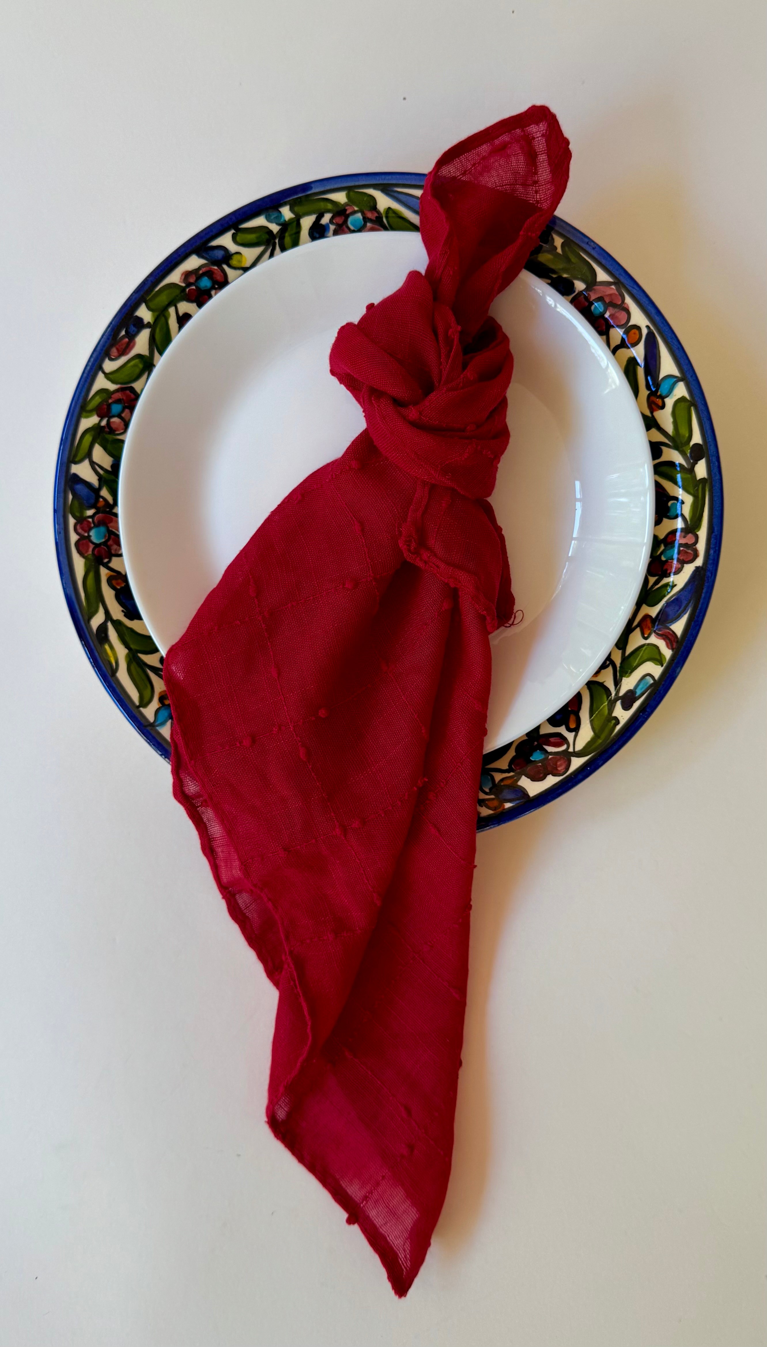 מפיות נקודות ריבועים - בורדו יין