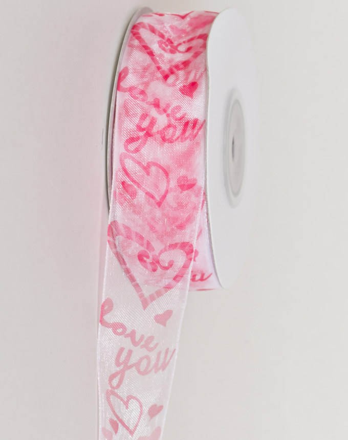 מודפס LOVE YOU - אורגנזה ורוד