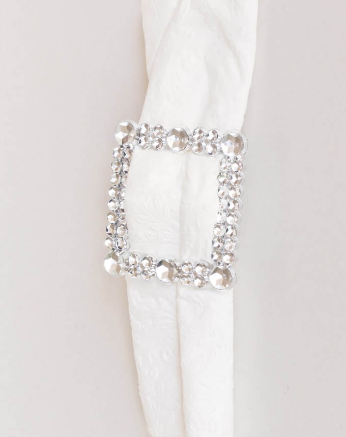 אבזם יהלום כסף - ריבוע