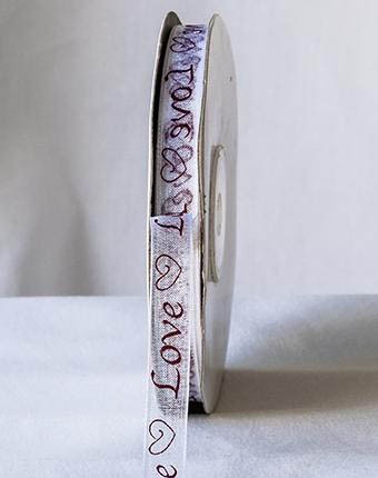 אורגנזה LOVE YOU - לבן +אדום כהה