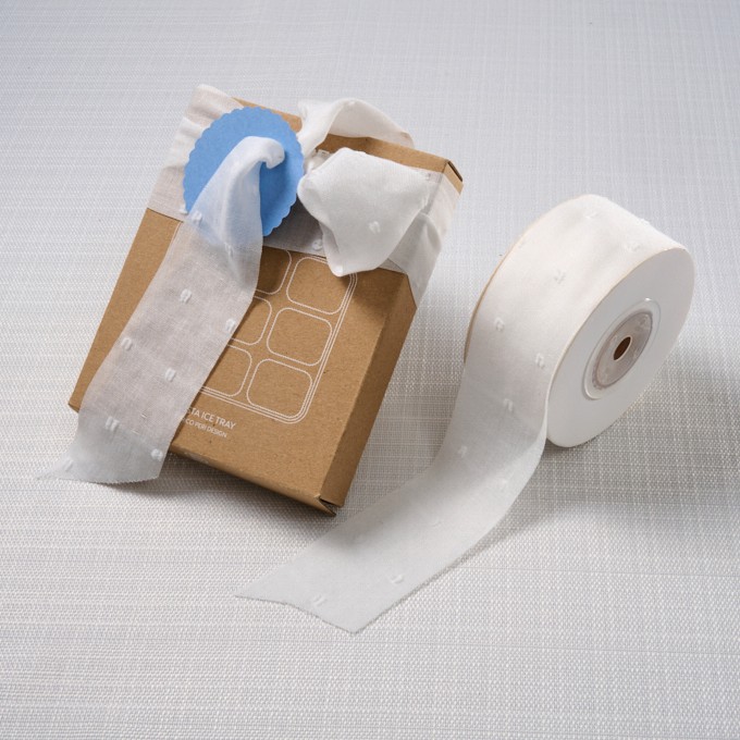 סרט כותנה שויצרית נקודות - לבן