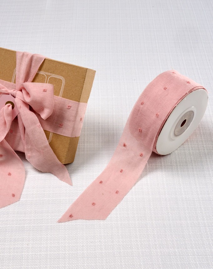 סרט כותנה שויצרית נקודות - ורוד מעושן