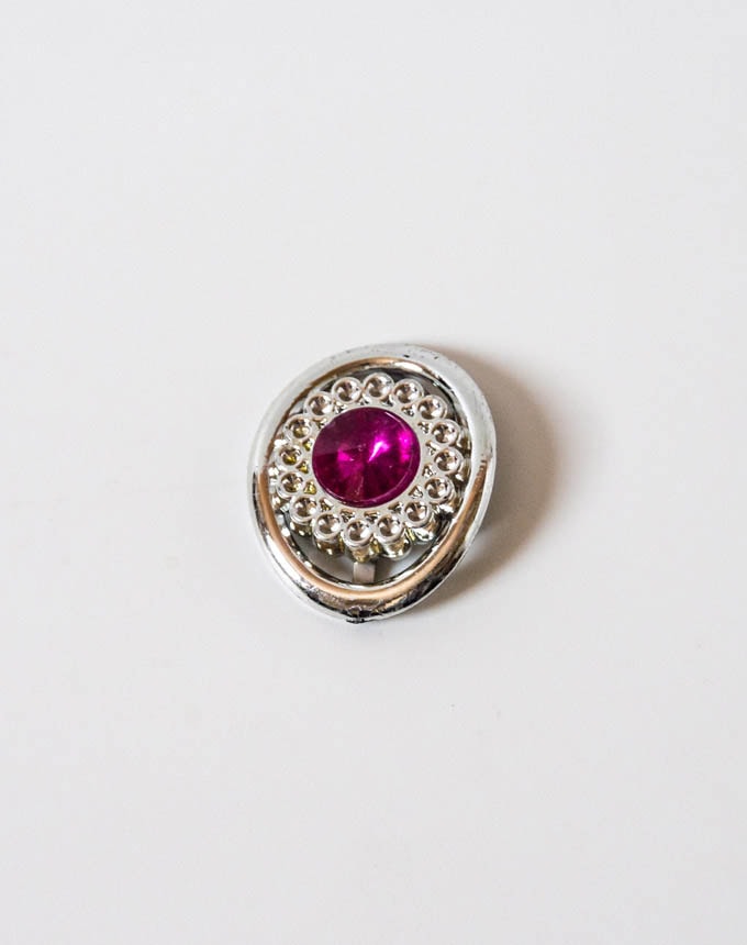 נעץ יהלום - כסף+פוקסיה