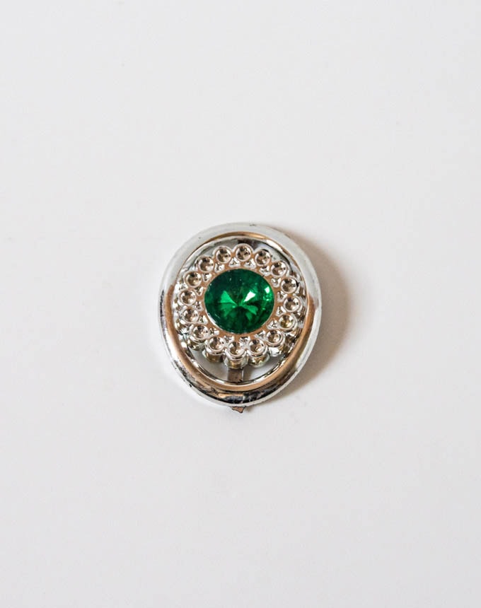 נעץ יהלום - כסף+ירוק