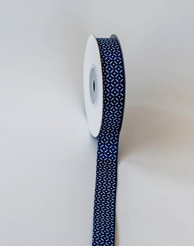 סטן מודפס מעוין - כחול כהה