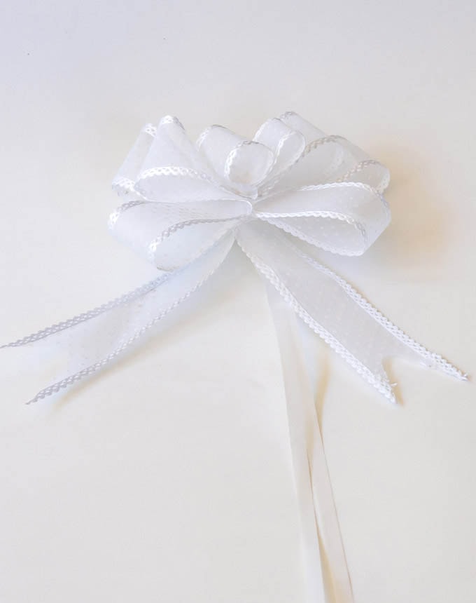 פפיון משיכה אורגנזה נקודות - לבן