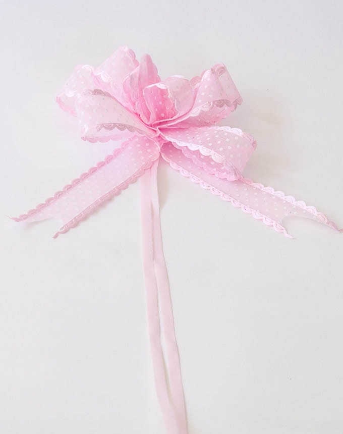 פפיון משיכה אורגנזה נקודות - ורוד בייבי