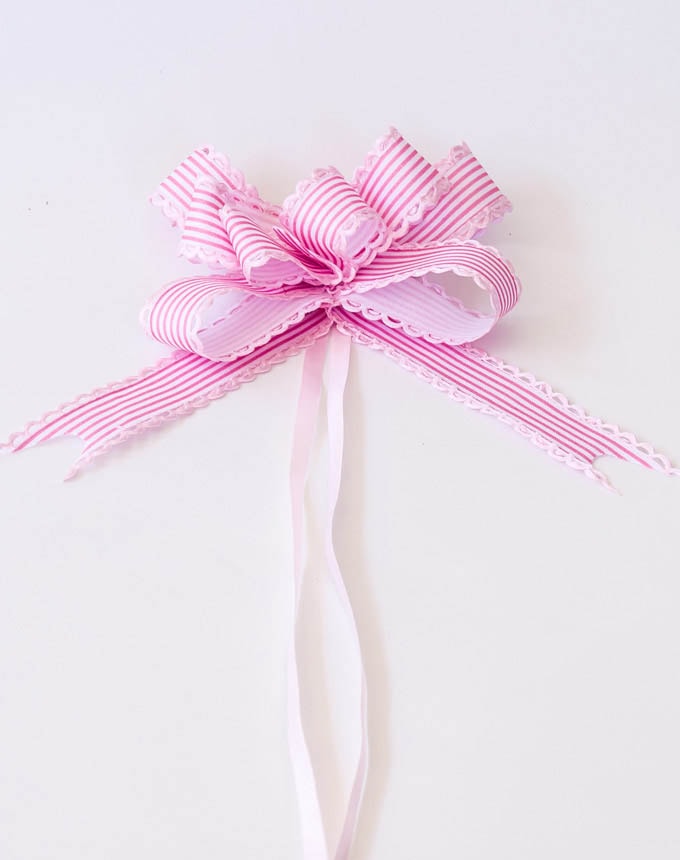 פפיון משיכה פסים - ורוד בייבי