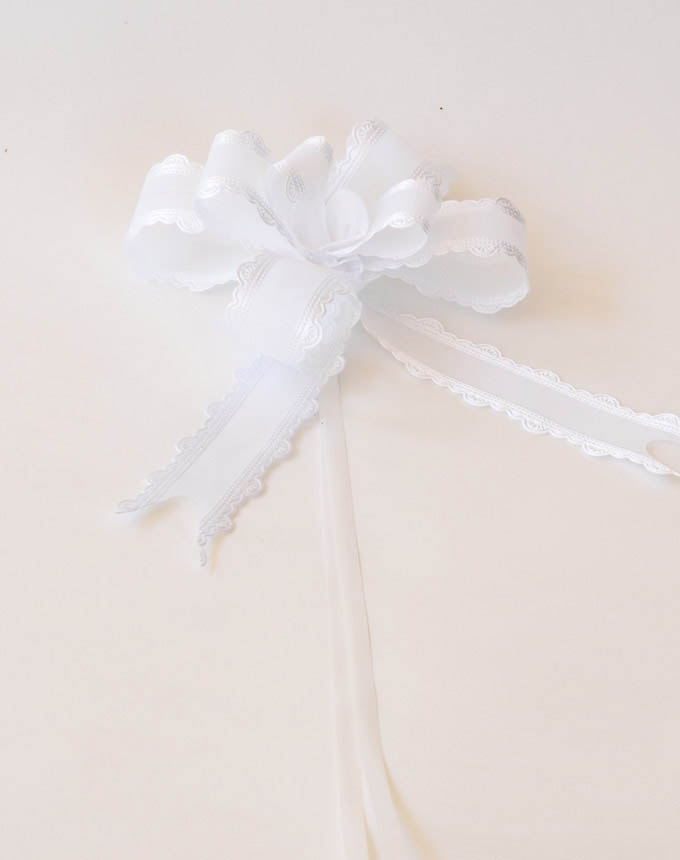 פפיון משיכה אורגנזה סטן - לבן