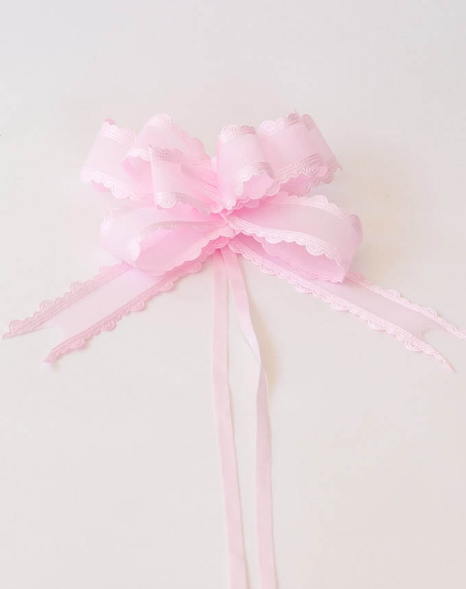 פפיון משיכה אורגנזה סטן - ורוד בייבי