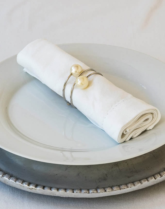 חבק כפול 2 פנינים - כסף