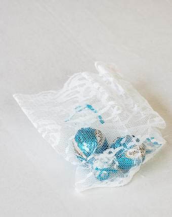 סט תכלת - שקית תחרה 11 על 15סמ 12 יח'