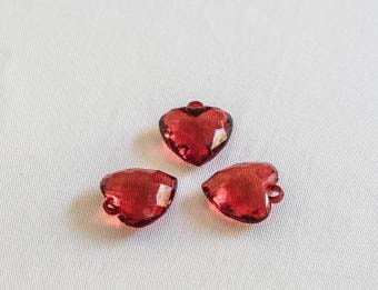 סט אדום לבן - לב קריסטל אדום 12יח