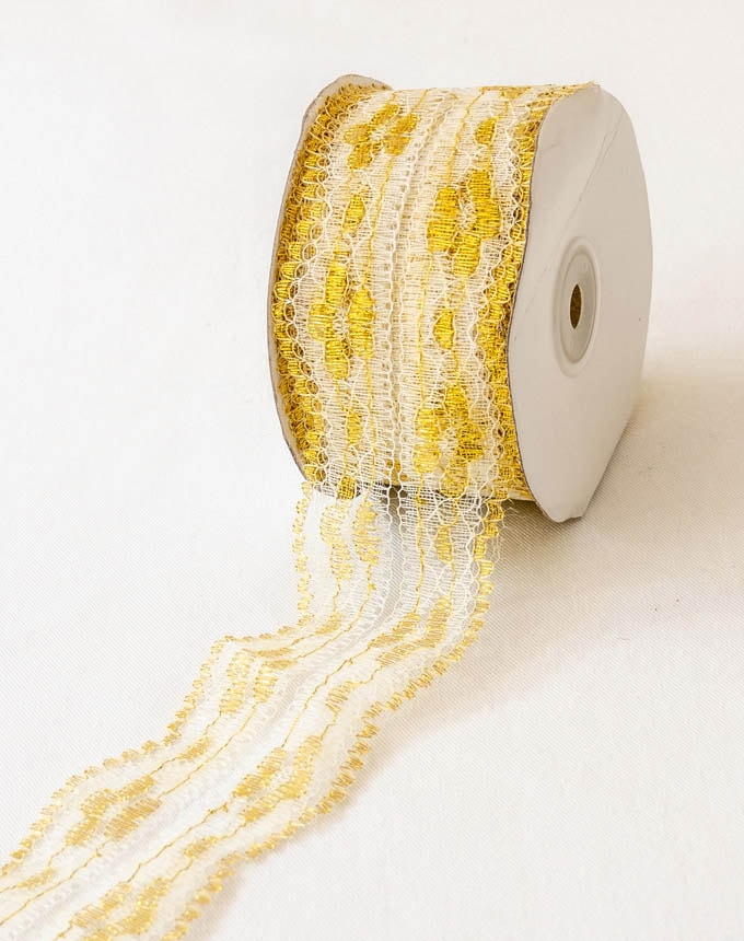 תחרה + לורקס 6 ס"מ - לבן + זהב