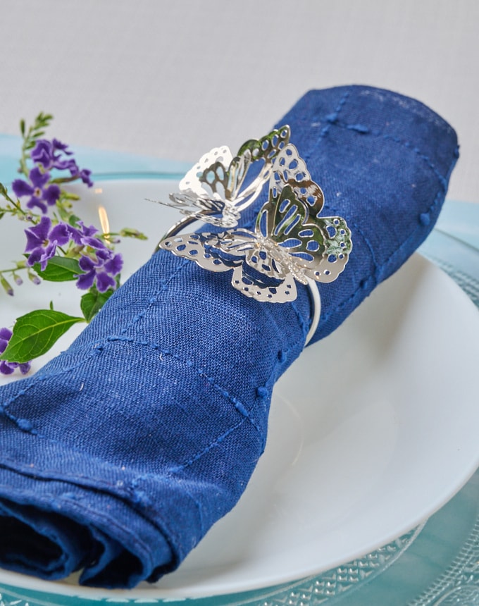 חבק פרפר כפול - כסף