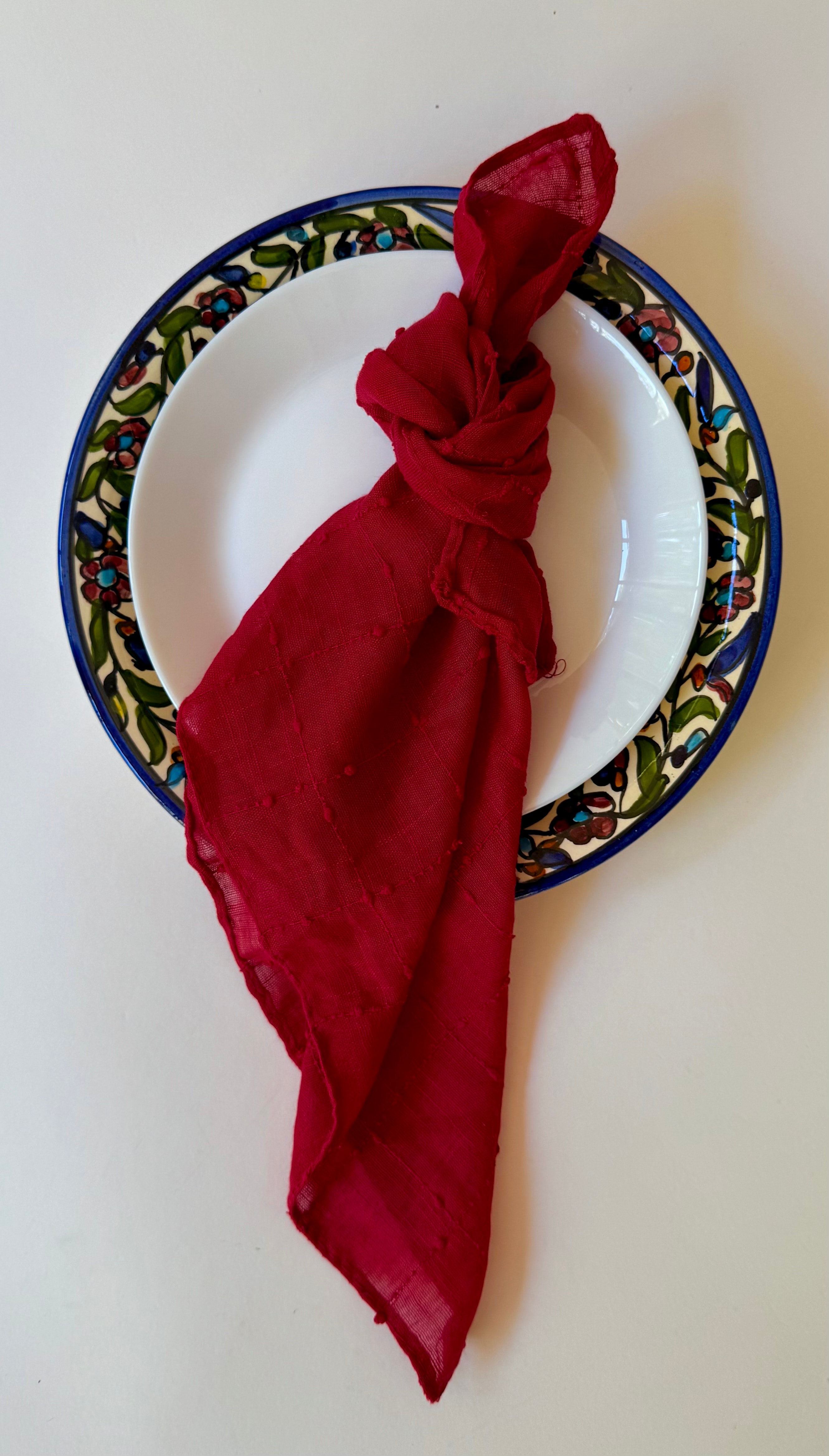 מפיות נקודות ריבועים - בורדו יין