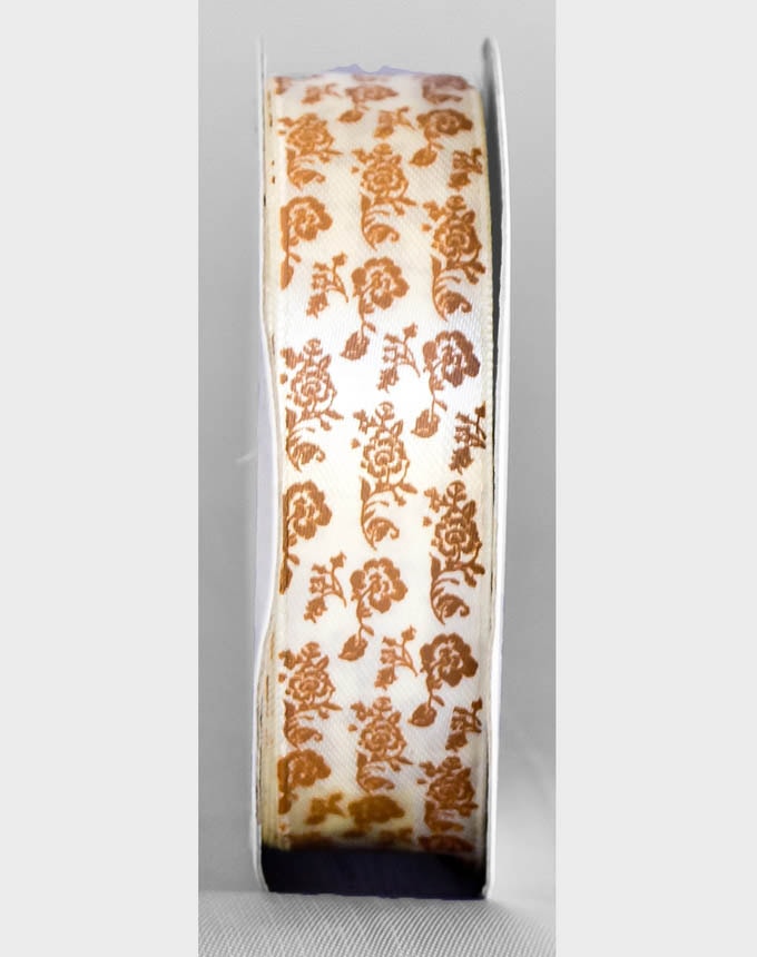 סטן פרחים - קרם+חום