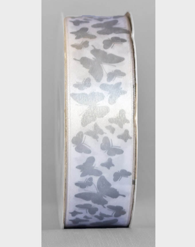 סטן פרפרים - לבן+כסף