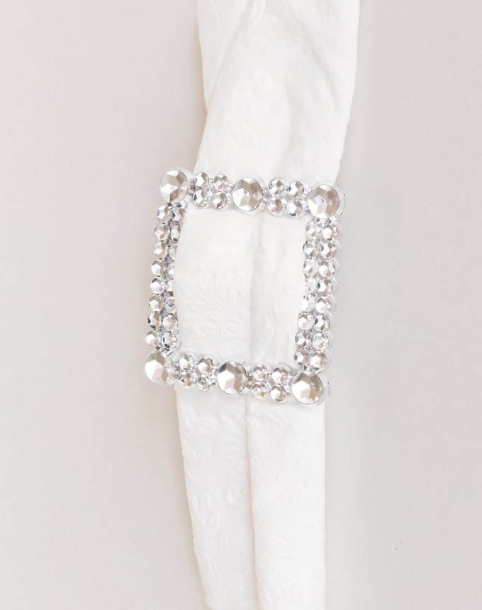 אבזם יהלום כסף - ריבוע