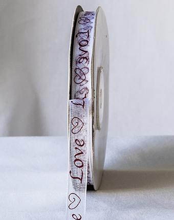 אורגנזה LOVE YOU - לבן +אדום כהה