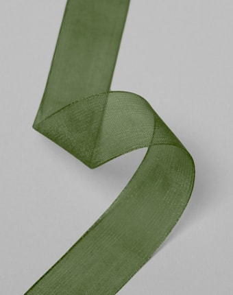 אורגנזה חלק - ירוק זית כהה