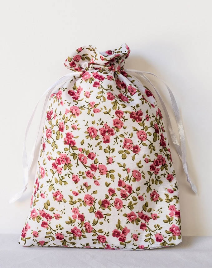 שקיות כותנה פרחוניות - אדום