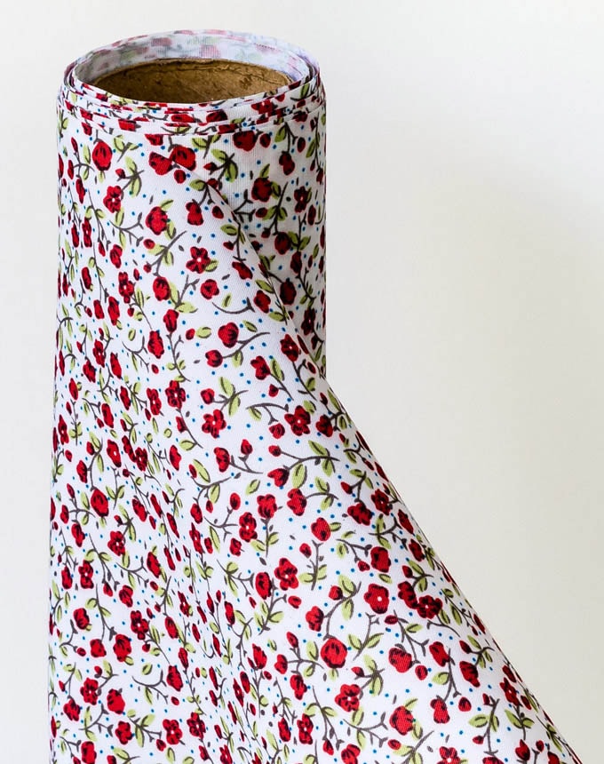 רנר פרחים על כותנה 2 - אדום