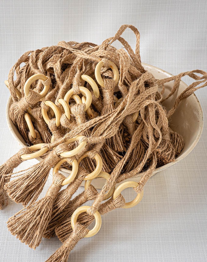 גדיל וילון יוטה+טבעת עץ