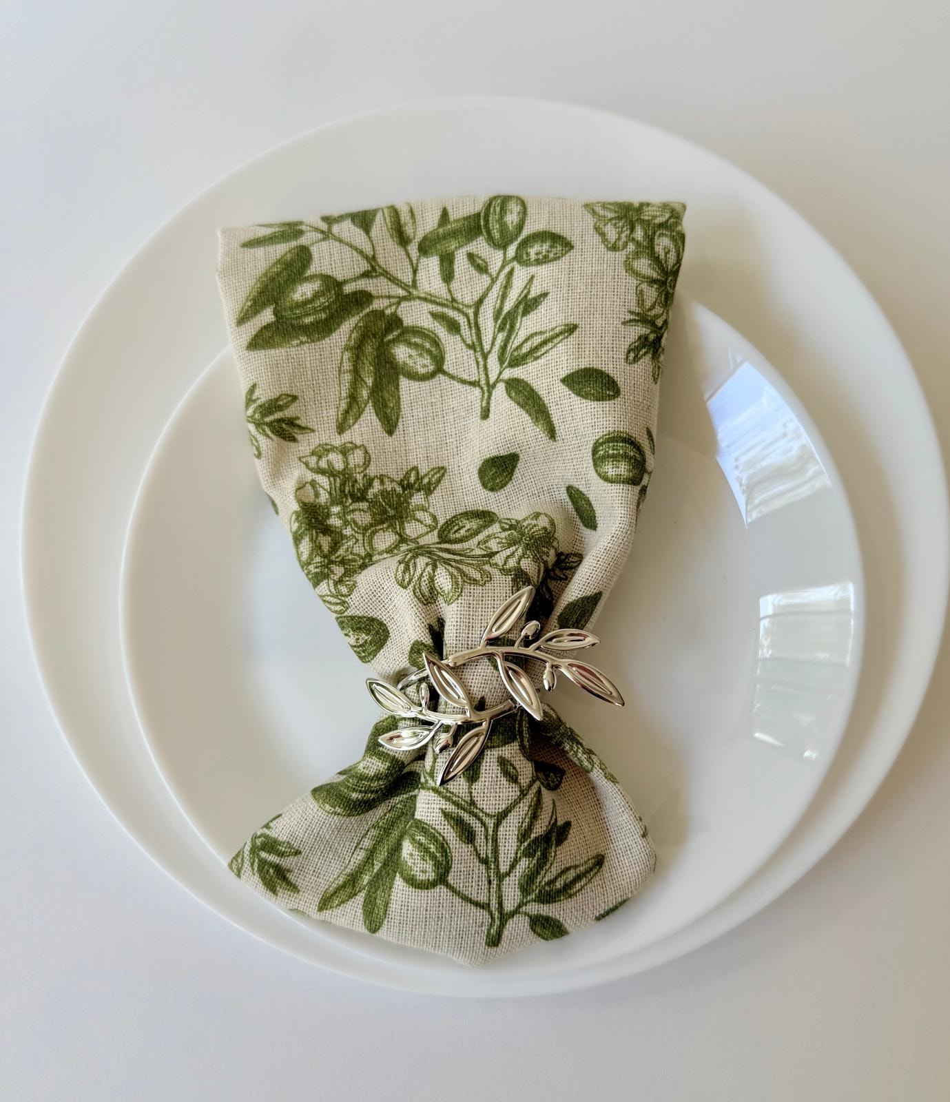 מפיות הדפס שקד - ירוק זית